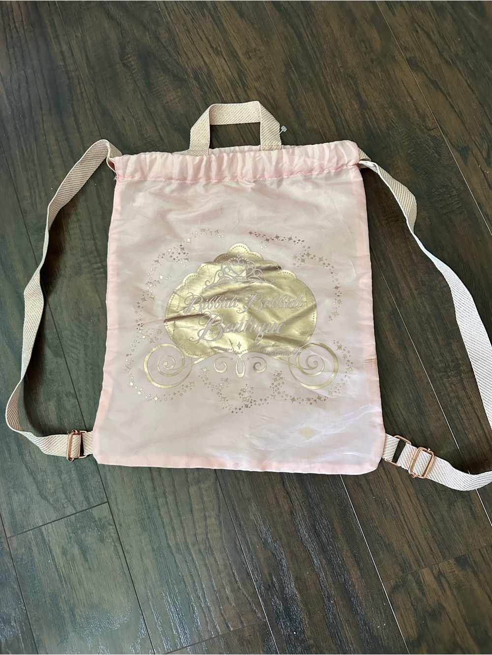 DISNEY Cinderella Bibbidi Bobbidi Boutique Pink Cinch Sack Drawstring Backpack